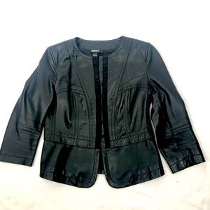 DKNY Lamb Skin Leather Crop Jacket